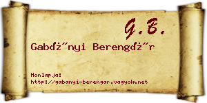 Gabányi Berengár névjegykártya